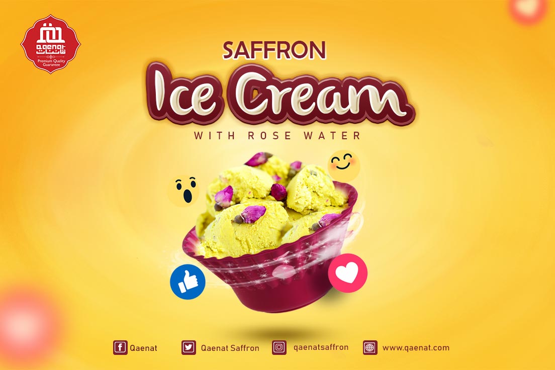 Saffron Ice Cream with Rose Water